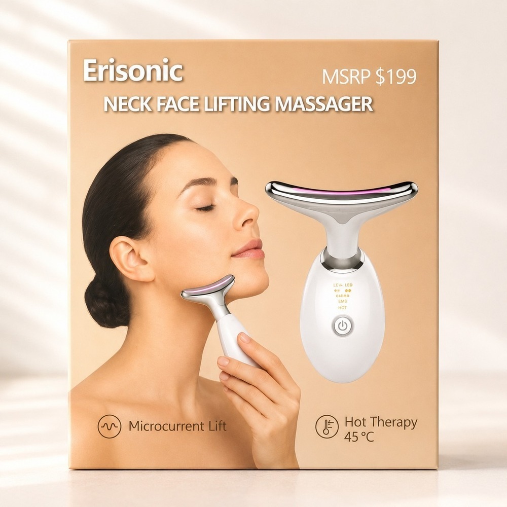 Erisonic Neck Lift Massager Microcurrent Facial Tightening Hot Therapy Device